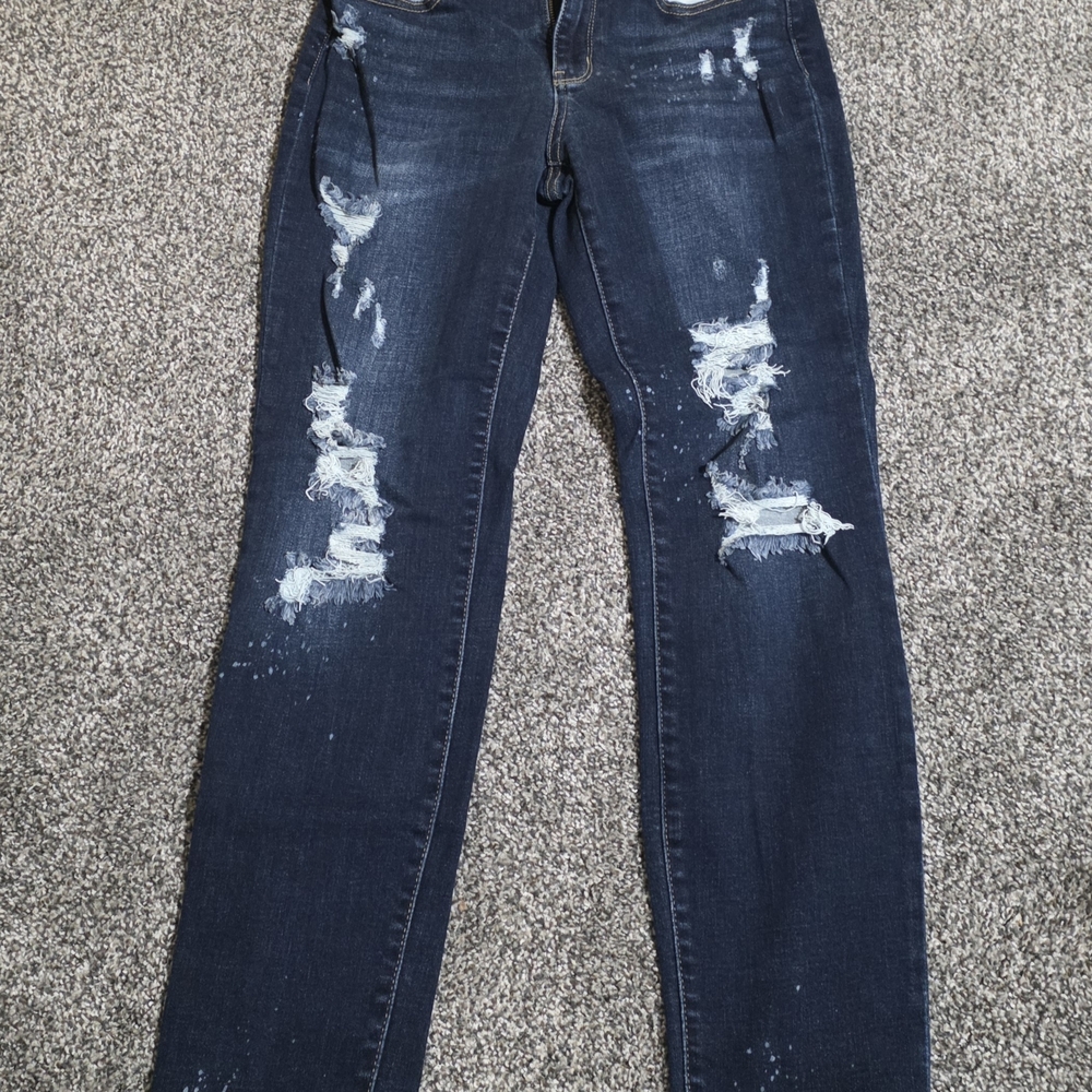 Judy Blue Dark Blue Distressed Skinny Jeans